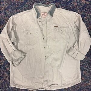 Woolrich Beige Shirt with Denim Collar